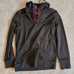 Spyder Men’s Black Half-Zip lightweight Hoodie with Red Trim